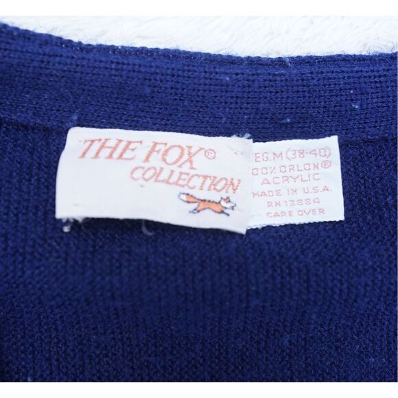 Vintage 90s The Fox Collection Navy Blue Knit Cardigan - Picture 8 of 8